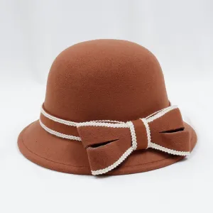 Bow Detail Felt Cloche Hat