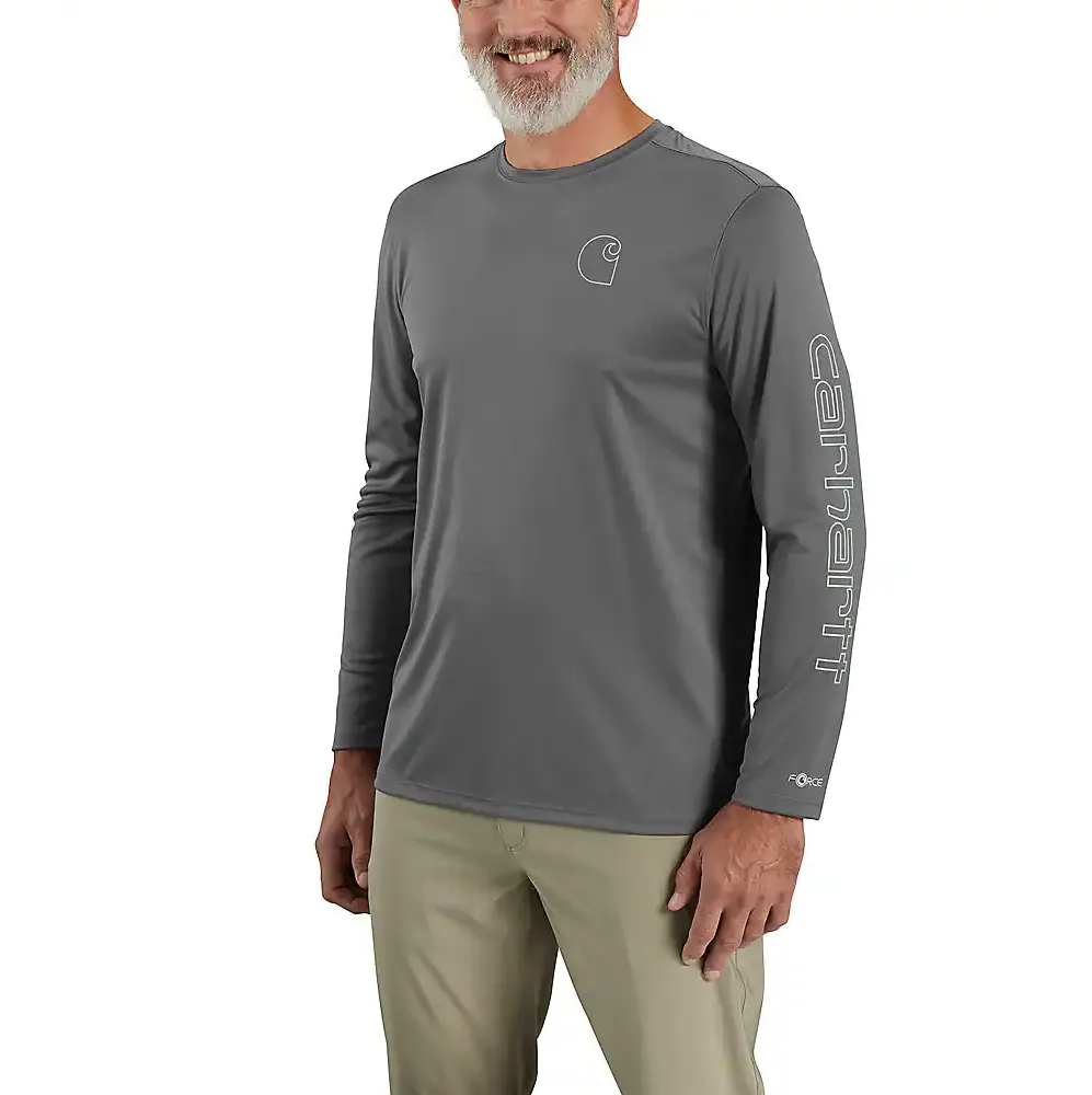 Carhartt Men's Force Sun Defender Lightweight Long-Sleeve Logo Graphic T-Shirt - SALE