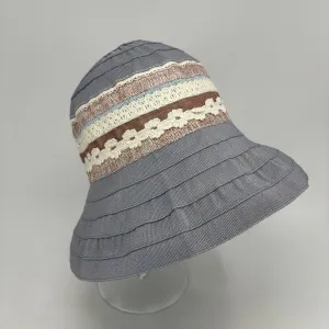 Flax Blend Cloche Hat with Crocheted Floral Detail