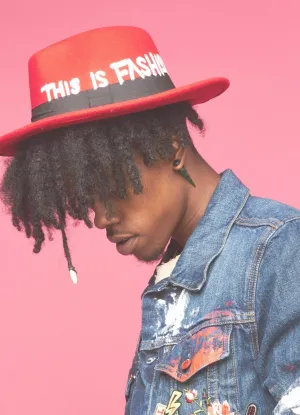 High End Junkie Red Socialite Hand-painted Fedora