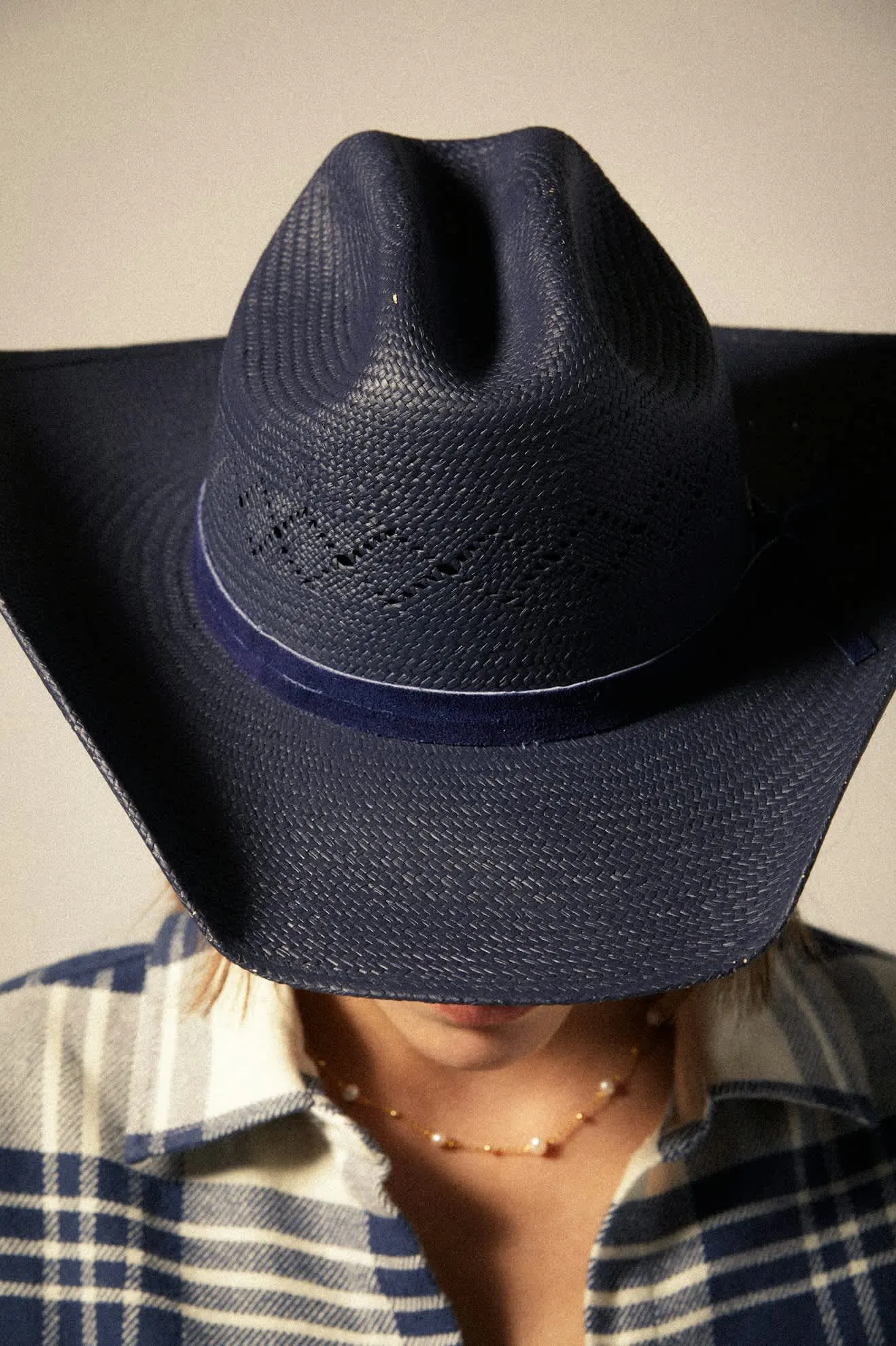 Laredo Panama Straw Cowboy Hat - Navy