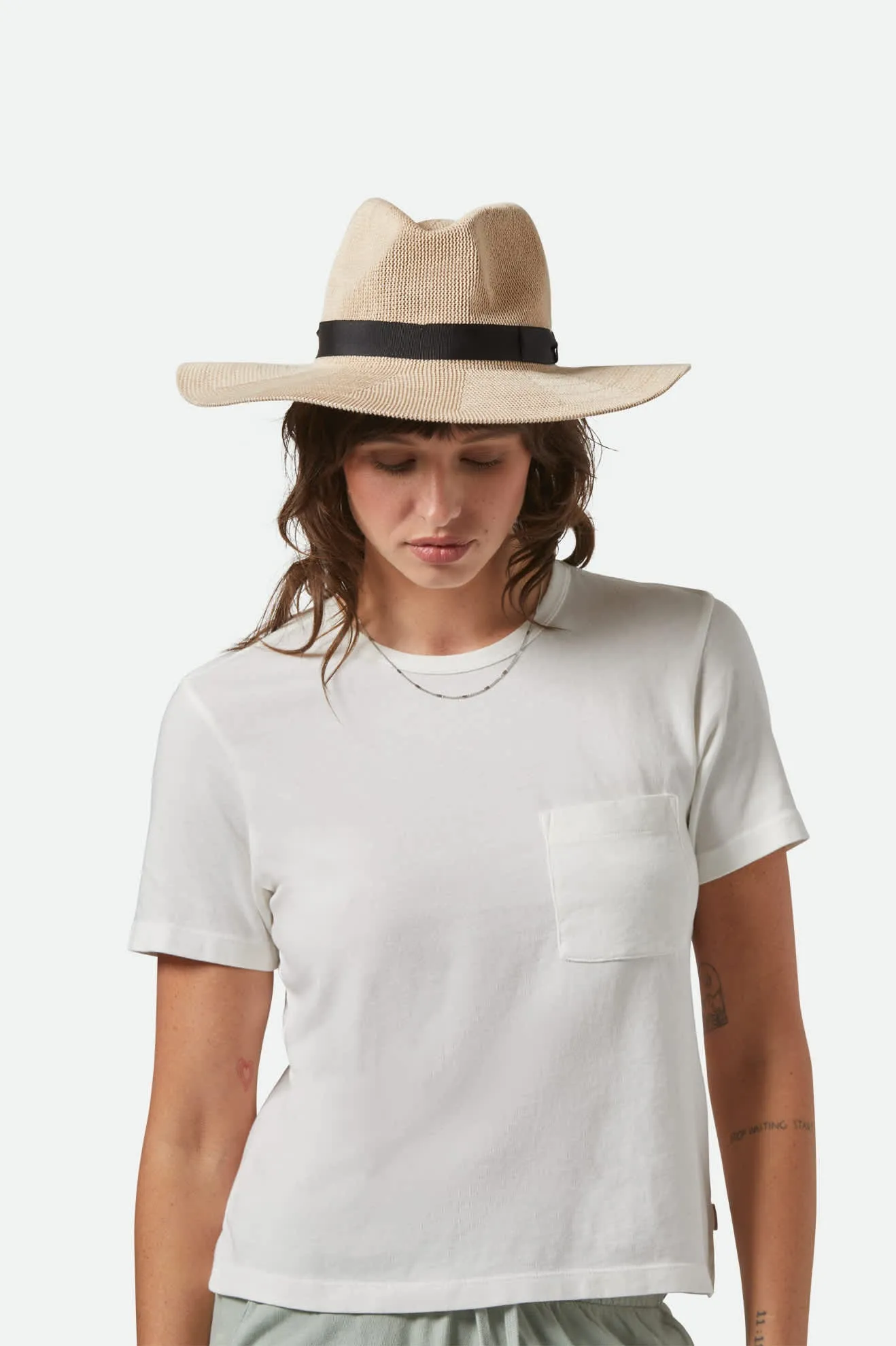 Lyons Knit Pattern Packable Hat - Light Tan/Light Tan