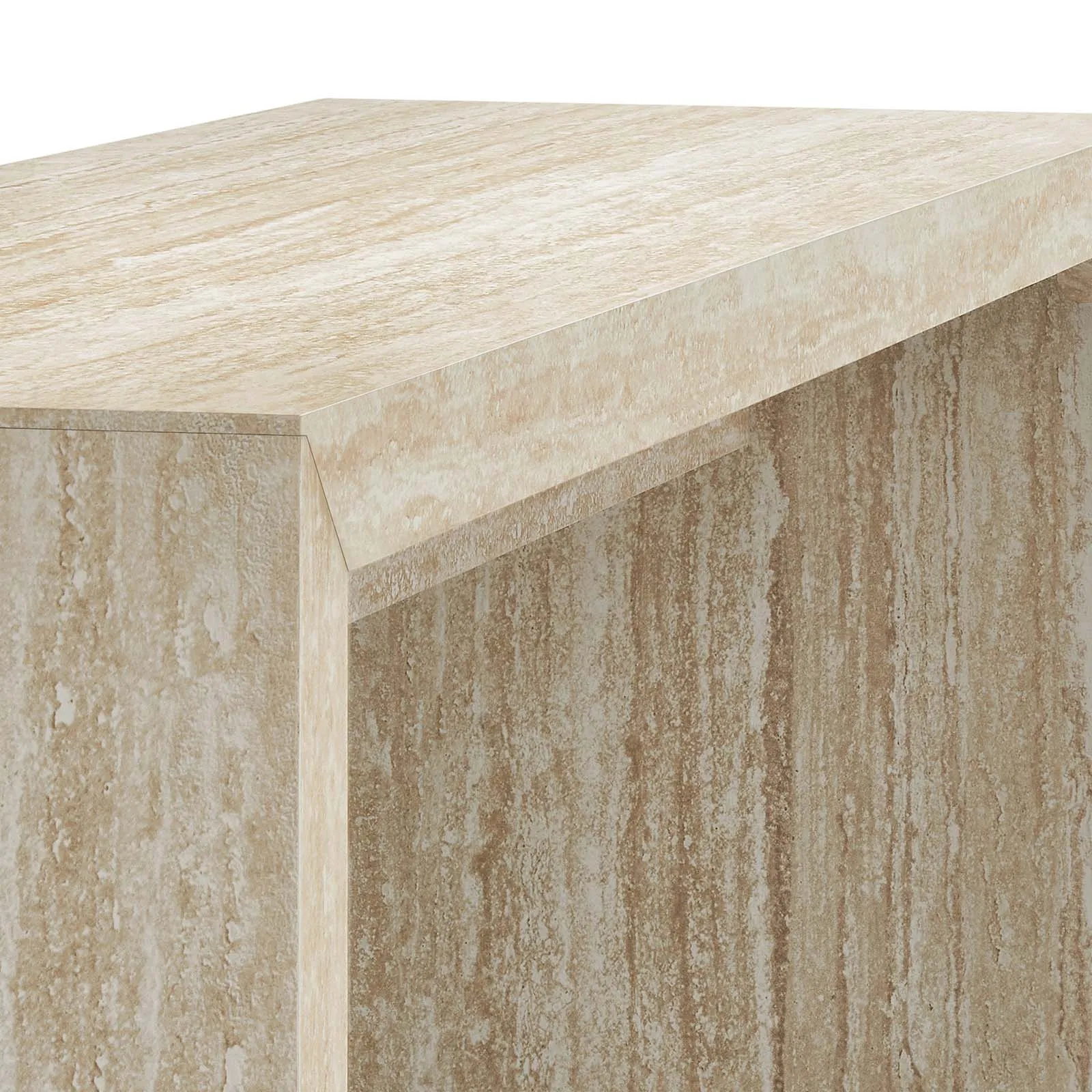 MIRELLA FAUX TRAVERTINE CONSOLE TABLE