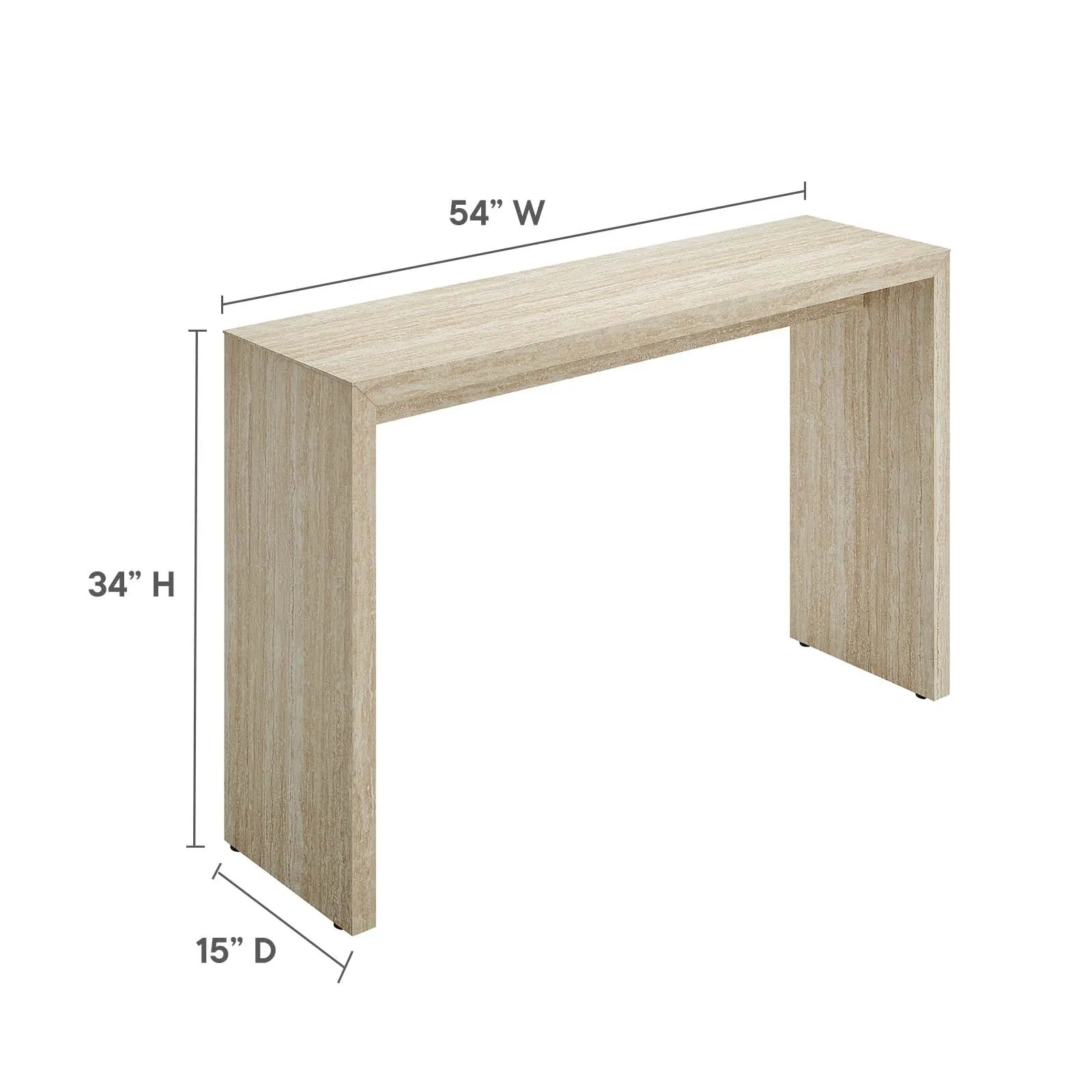 MIRELLA FAUX TRAVERTINE CONSOLE TABLE