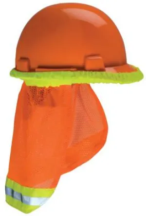 MSA SunShade Hard Hat Protector, Fits Most Hats and Caps, Orange with Reflective Stripe, 10098031
