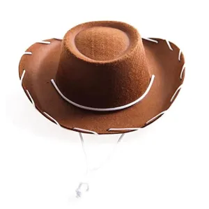 Novelty Brown Red Felt Cowboy Hat Wild West Cosplay Fancy Dress Holiday Decor