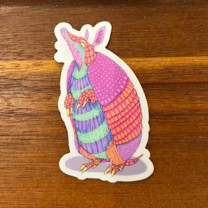 Pink Armadillo Waterproof Vinyl Sticker