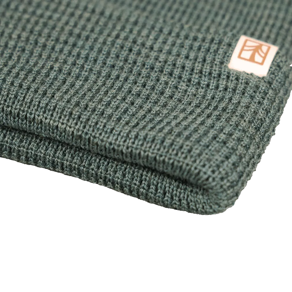 Rustek 100% Merino Wool Waffle Beanie | Emerald
