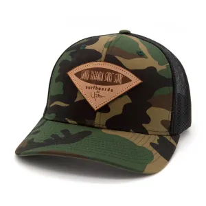 Santa Barbara Surf Shop Leather Patch Camo Trucker Hat
