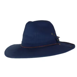 Scala Washed Cotton Safari Fedora - Snap Up Brim - Navy