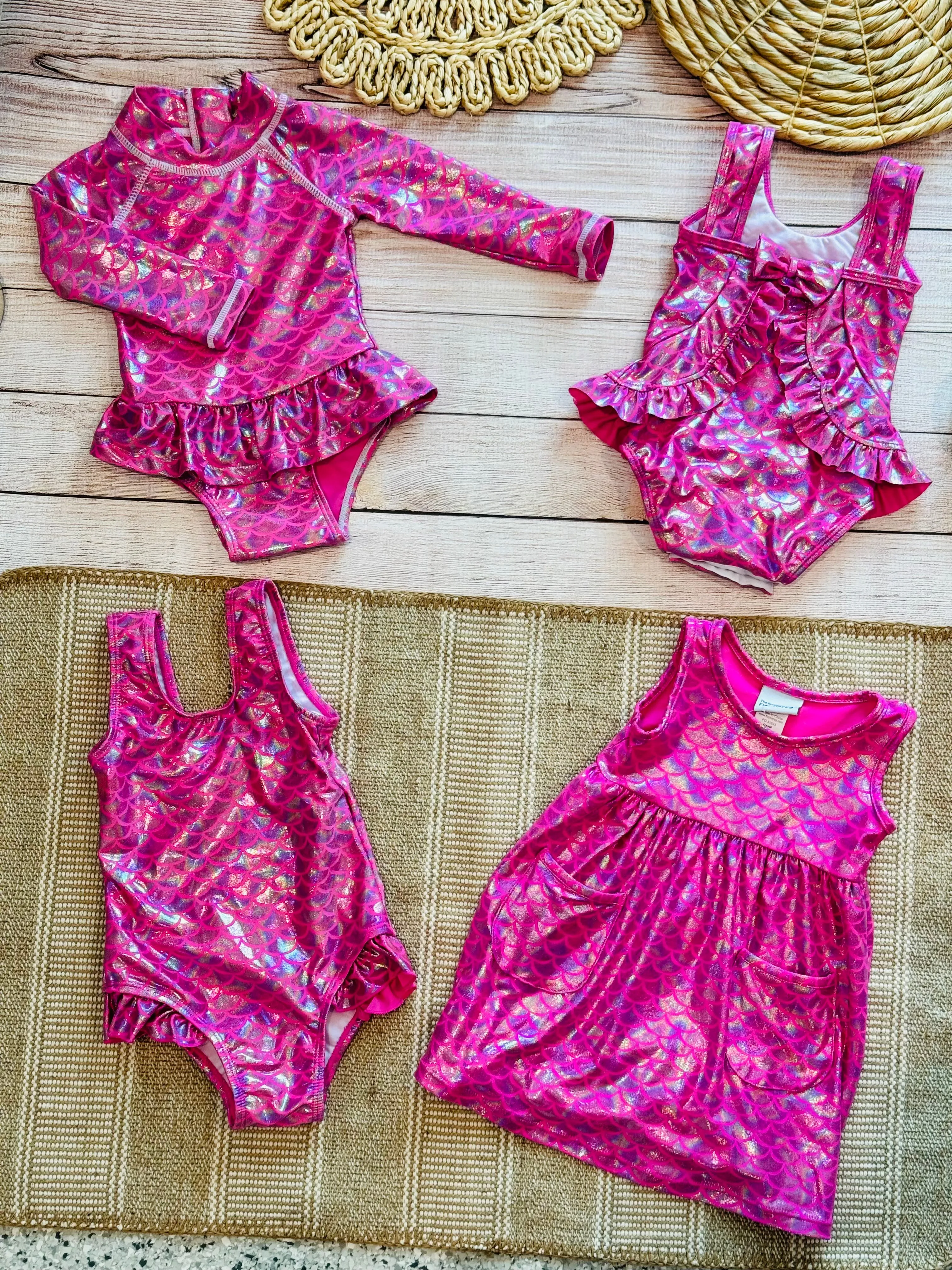 Shiny Pink Scales Dahlia Sleeveless UPF 50 Tee Dress