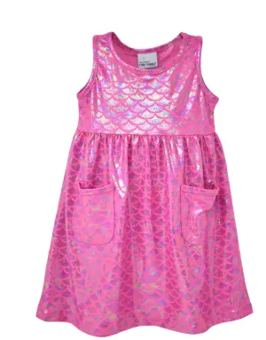 Shiny Pink Scales Dahlia Sleeveless UPF 50 Tee Dress