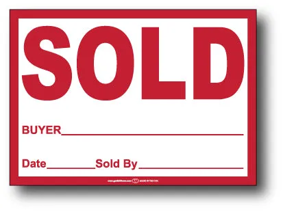 Sold Tag Vinyl Decal