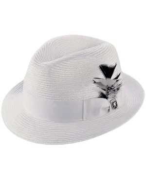 Stacy Adams Pinch Front Belmont Fedora - White