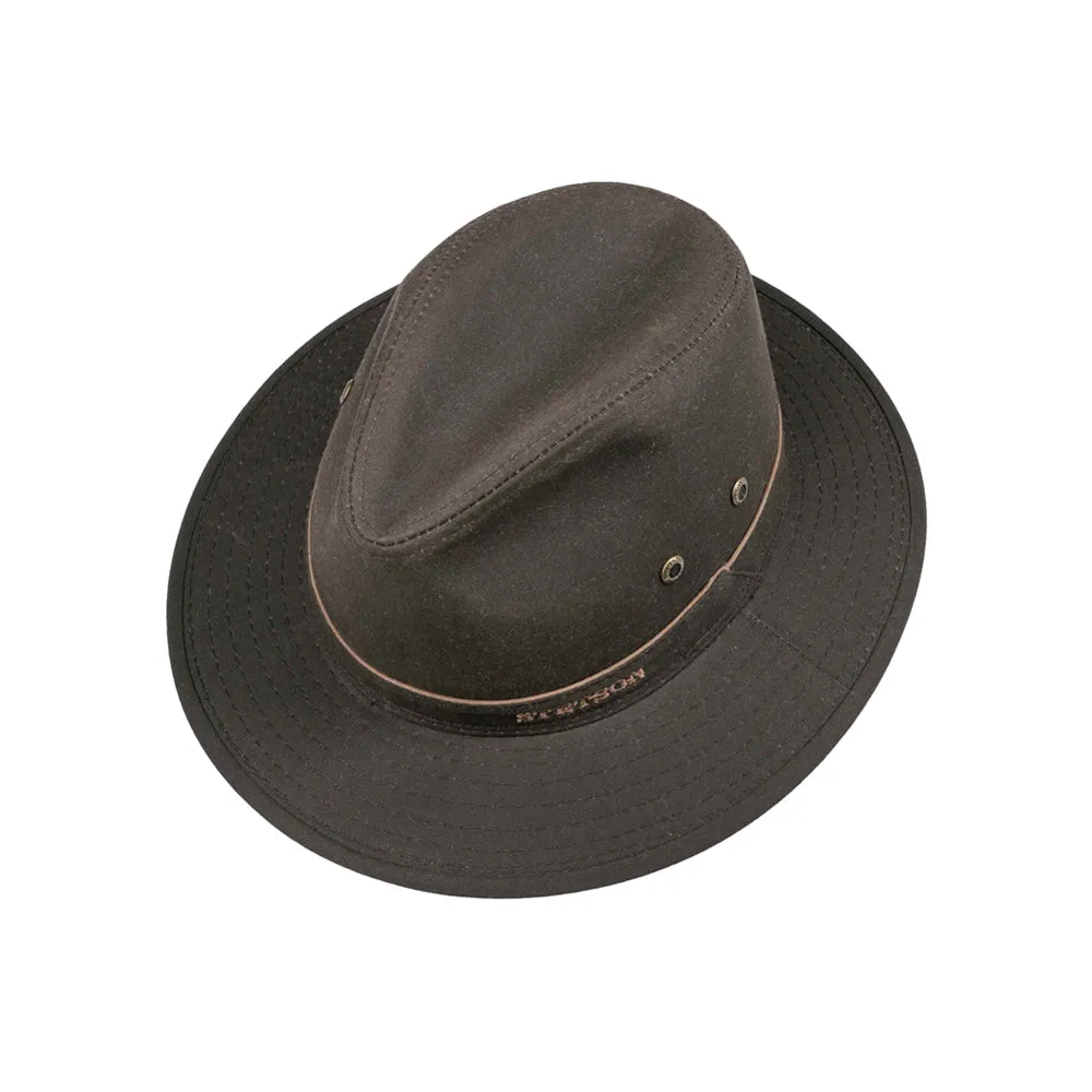 Stetson - Avasun Waxed Cotton Traveller Hat - Fedora - Dark Brown