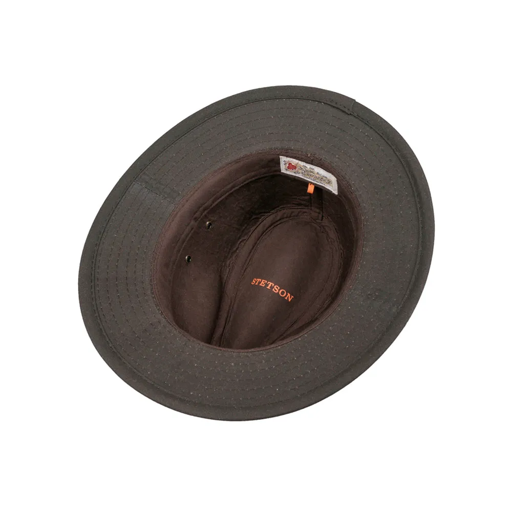 Stetson - Avasun Waxed Cotton Traveller Hat - Fedora - Dark Brown