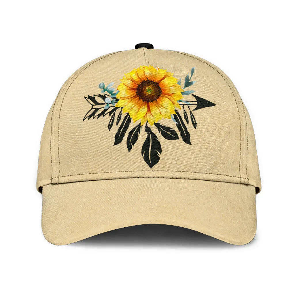 Tan With Boho Sunflower Dreamcatcher On Classic Style Hat Baseball Cap