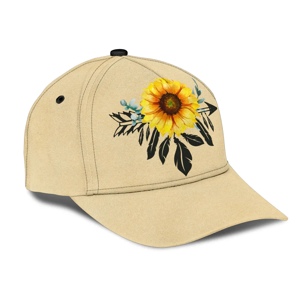 Tan With Boho Sunflower Dreamcatcher On Classic Style Hat Baseball Cap
