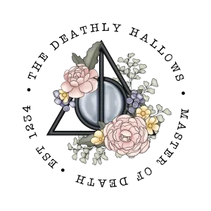 The Deathly Hallow- H. potter- Floral Clear Vinyl , Sticker, 3x3 inch