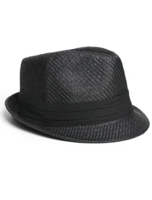 Trendy Classic Tweed Black Fedora Hat